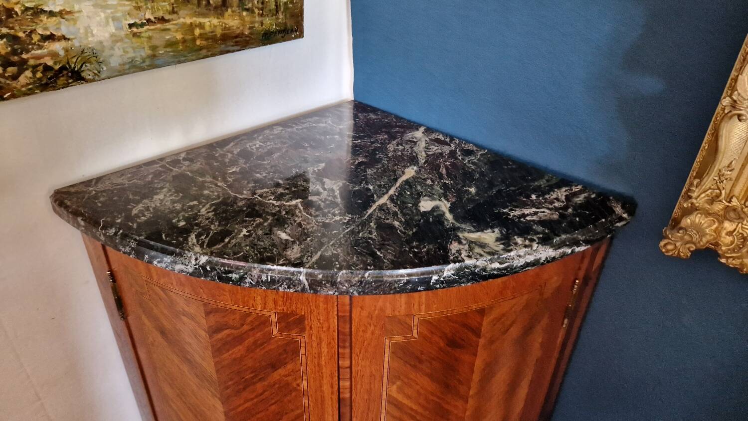 Corner marquetry cabinet