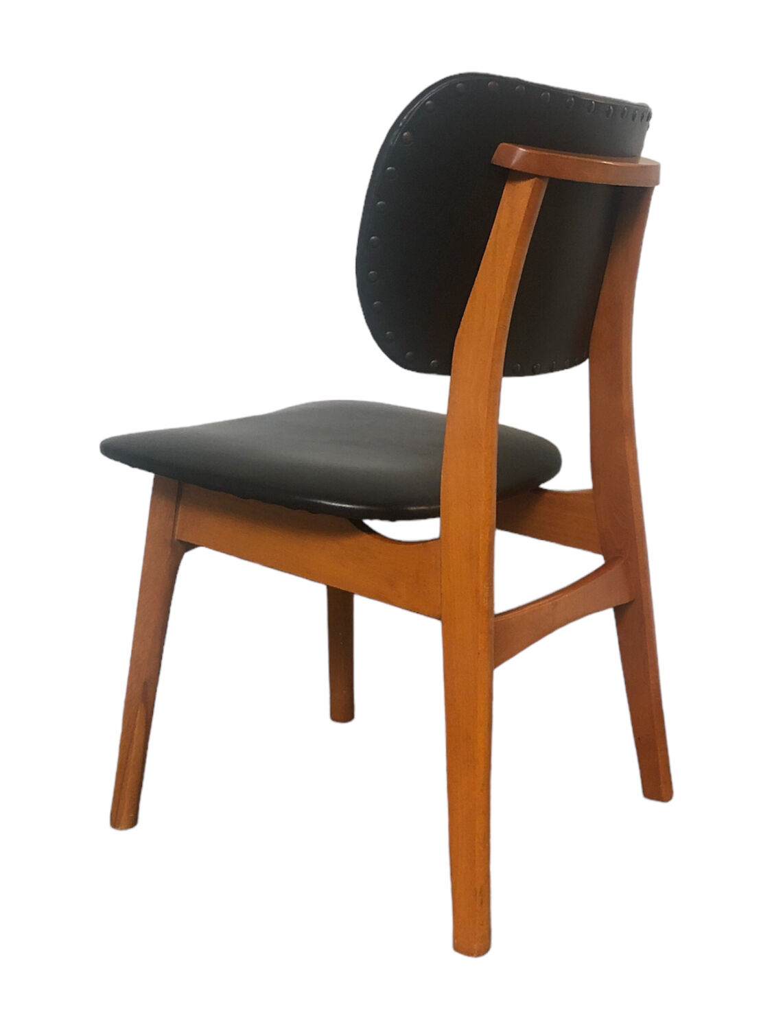 Vintage armchair in skai and beech Danish style 1960s