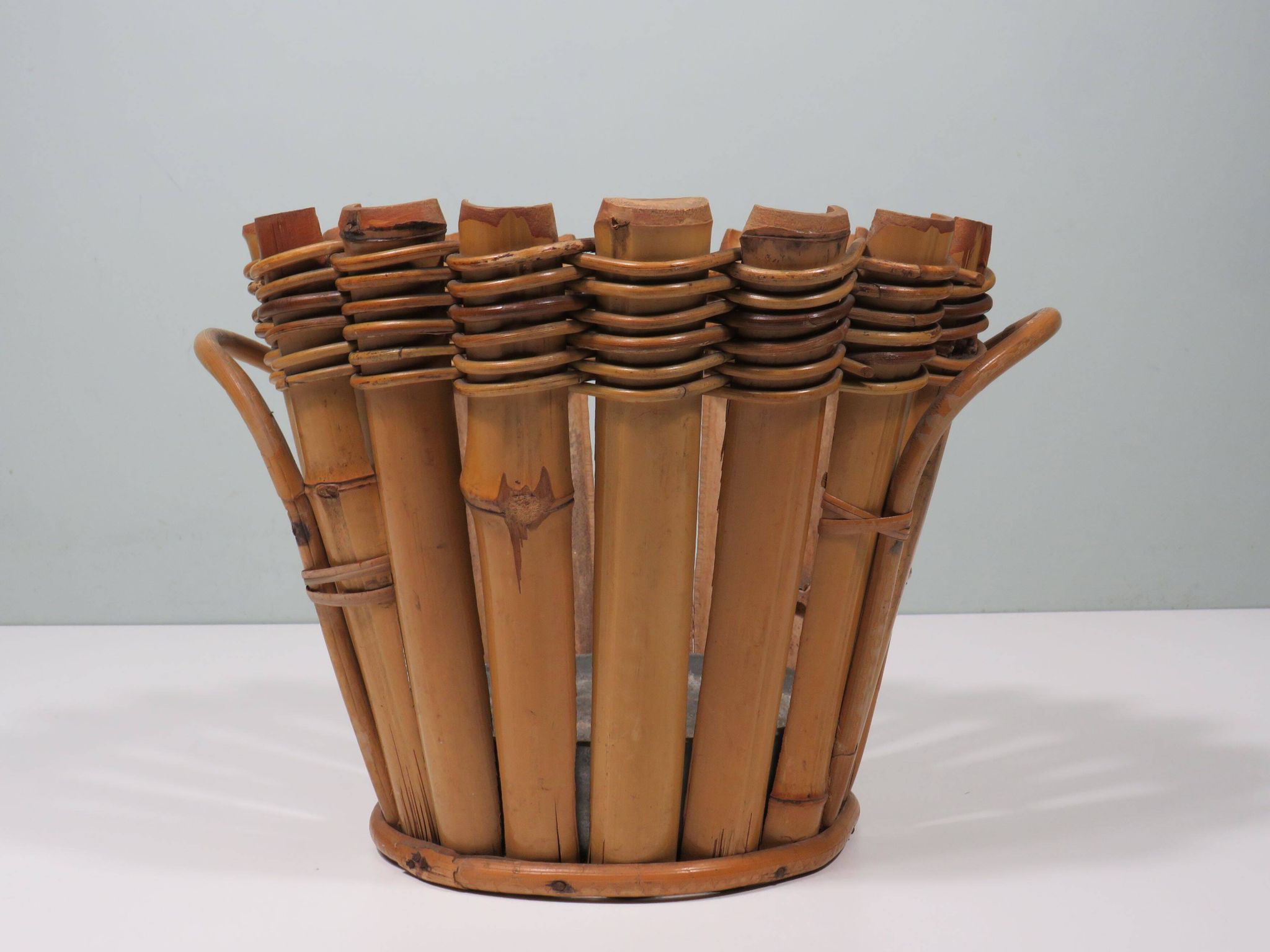 Bamboo cache pot/jardinère French 1950-1960