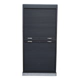 Solid oak shuttered wardrobe, anthracite grey, French work circa 1950