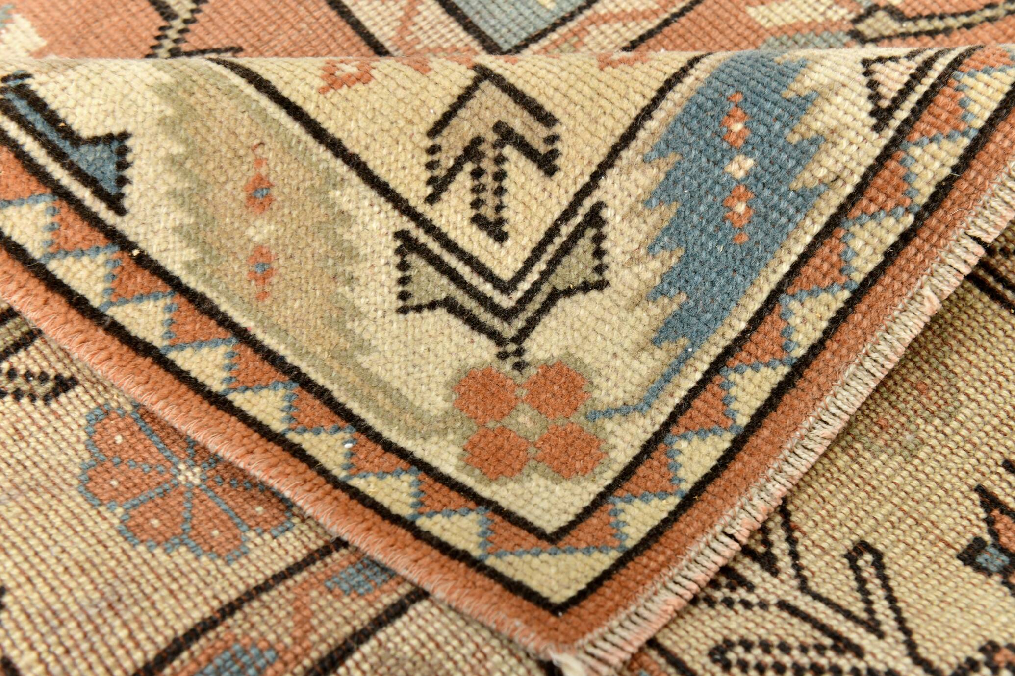 Salmon & Cream Square Persian Rug, 194x212Cm