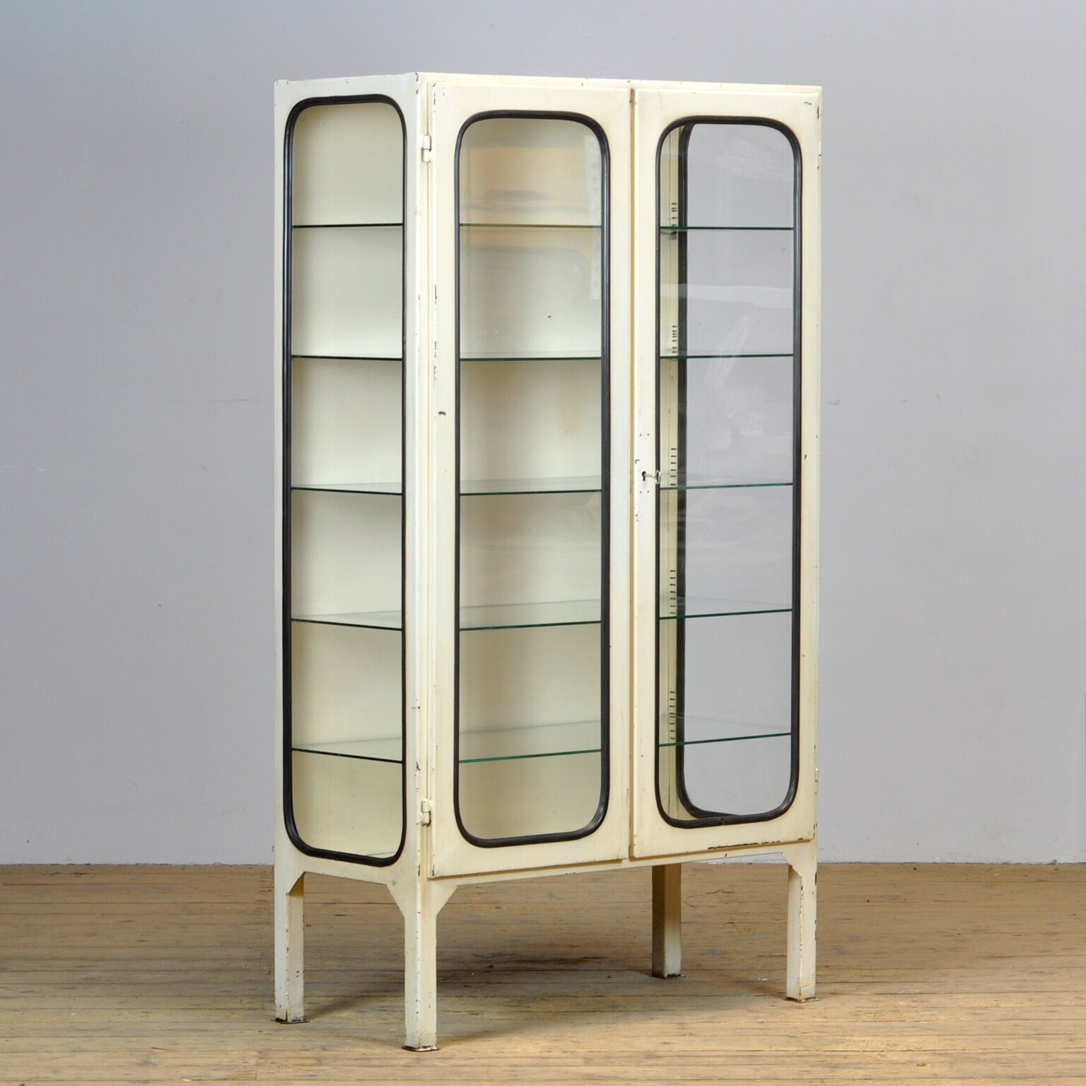 Glass & Iron Medical Cabinet 1970s