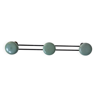 Patère triple metallique verte vintage