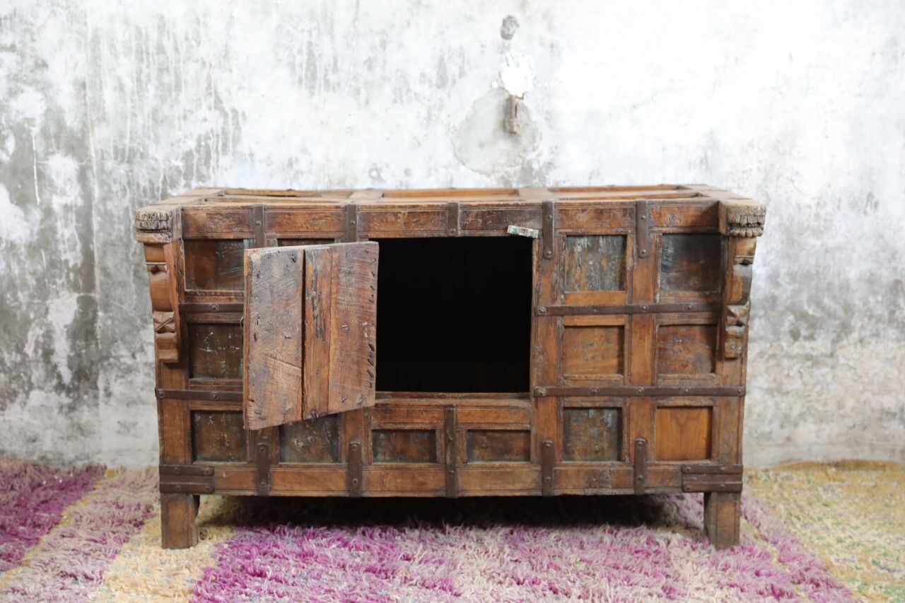 Indian wooden and iron sideboard with a central door