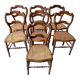Set of 7 antique chairs canning and wood 1900s