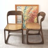 Paire de chaises cannée Baumann bémol - traîneaux