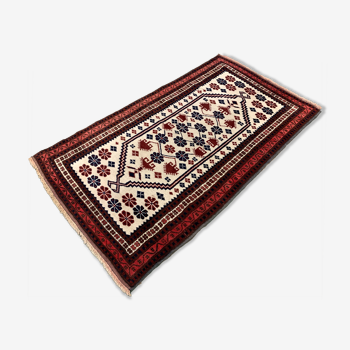 Old Turkish Rug Oriental 160x92 cm vintage tribal carpet, Red and Blue