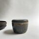 Deep blue glazed ceramic box, signed Abbaye Font Gombault, France