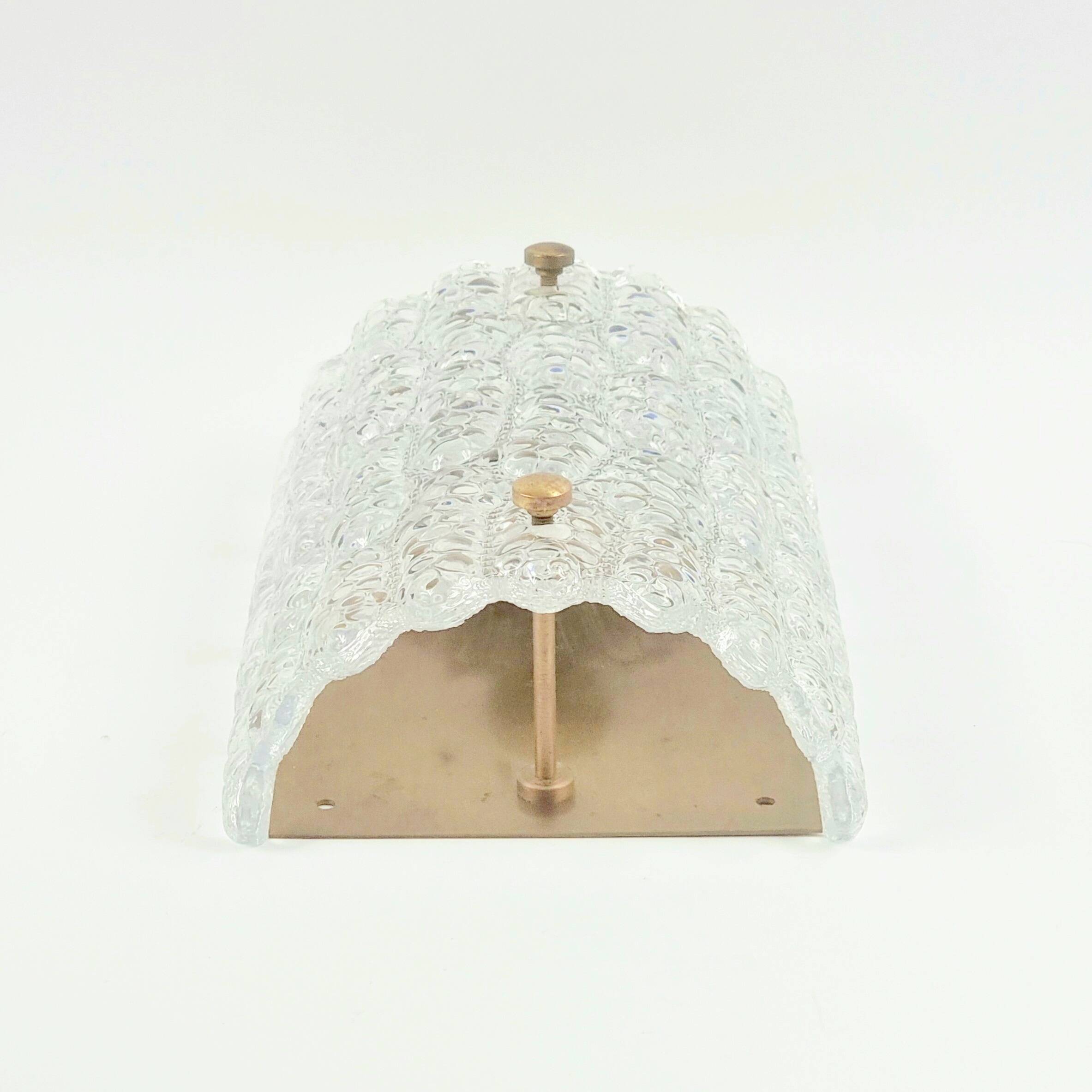Scandinavian Glass & Brass Wall Light by Carl Fagerlund for Orrefors, 1960s