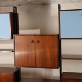 Vintage Italian bookcase in wood and metal, 1960