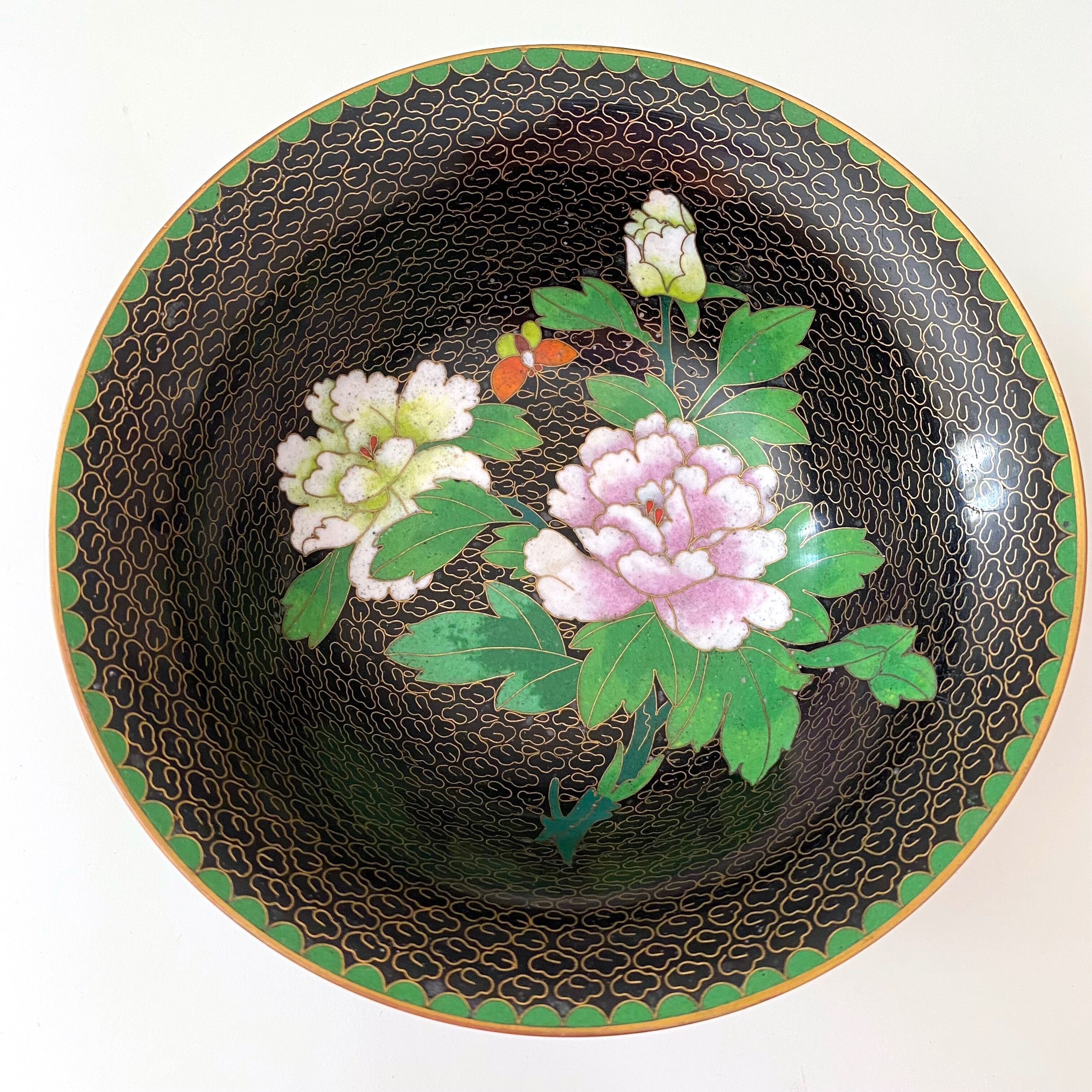 Cloisonne bowl, Vintage enamel bowl