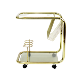 Vintage smoked glass trolley bar magazine rack side table milo baughman style italy 53cm
