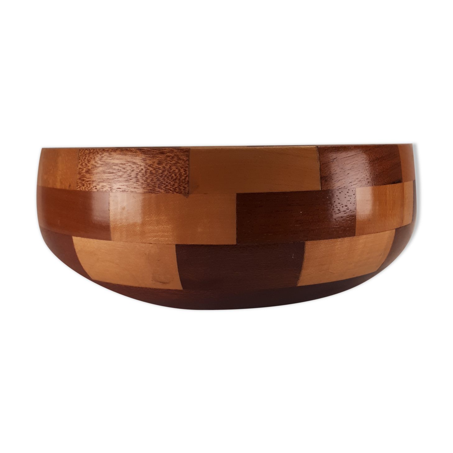 Coupe bol plat bois mélangés marqueterie