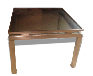 table basse acier et - verre