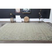 1970s Vintage Persian Handmade Wool Cotton Green Area Rug 295x400