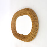 Mirror with thick wicker frame, 54x38 cm.