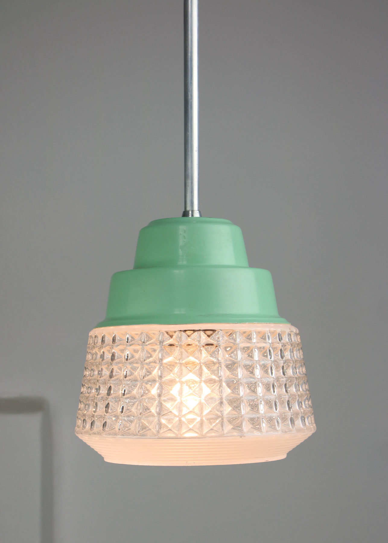 Small Mid-century Turquoise Glass Ceiling Lamp, 60s