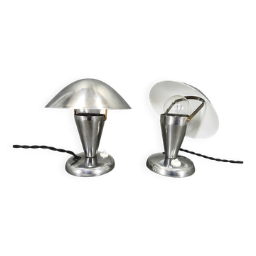 Pair Bauhaus Chrome Adjustable Table Lamps, 1930s Czechoslovakia
