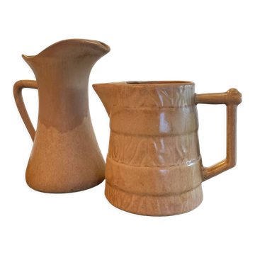 Vintage stoneware jug duo