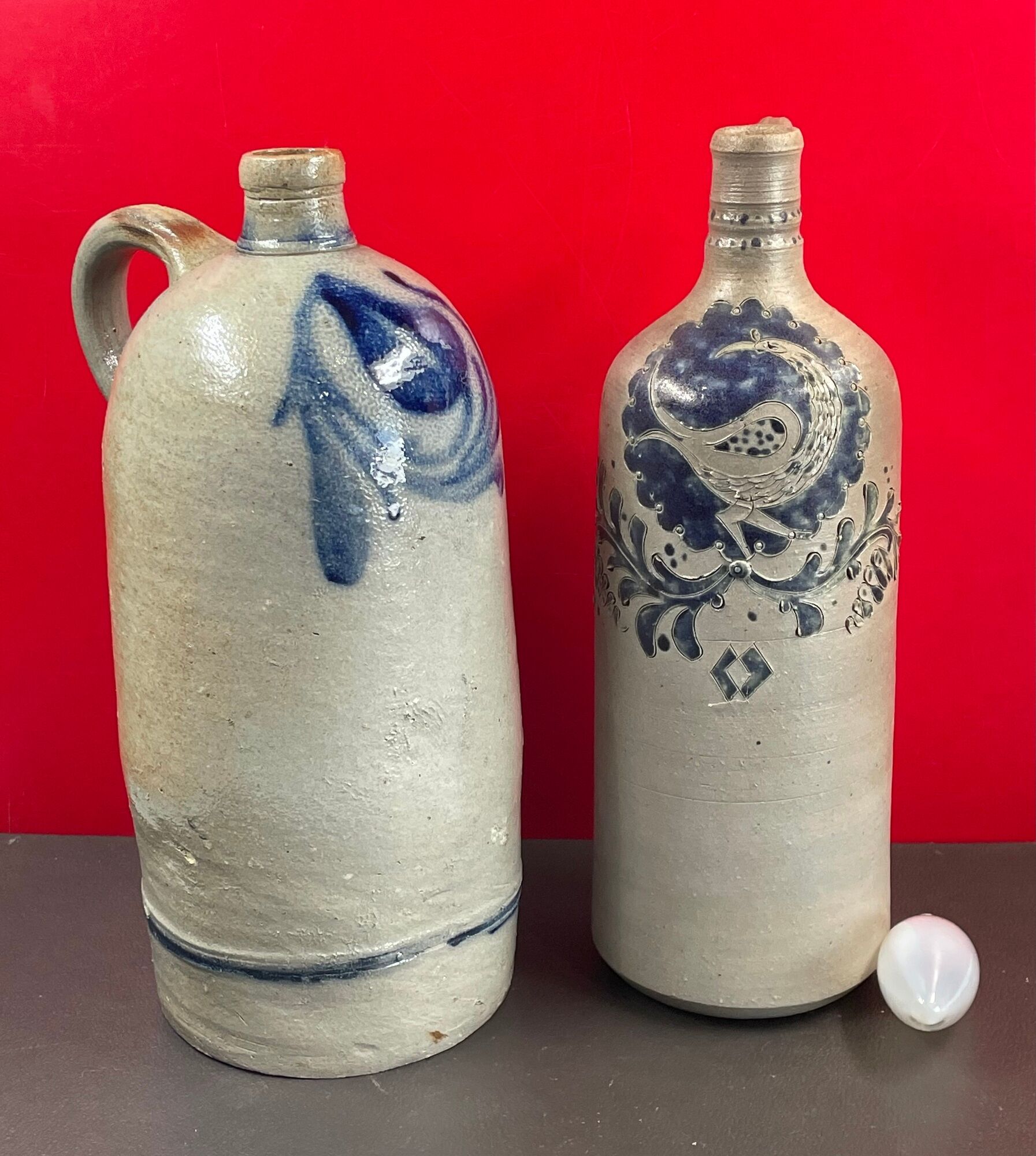 Bottles with handle brandy, schnapps, pear, mirabelle