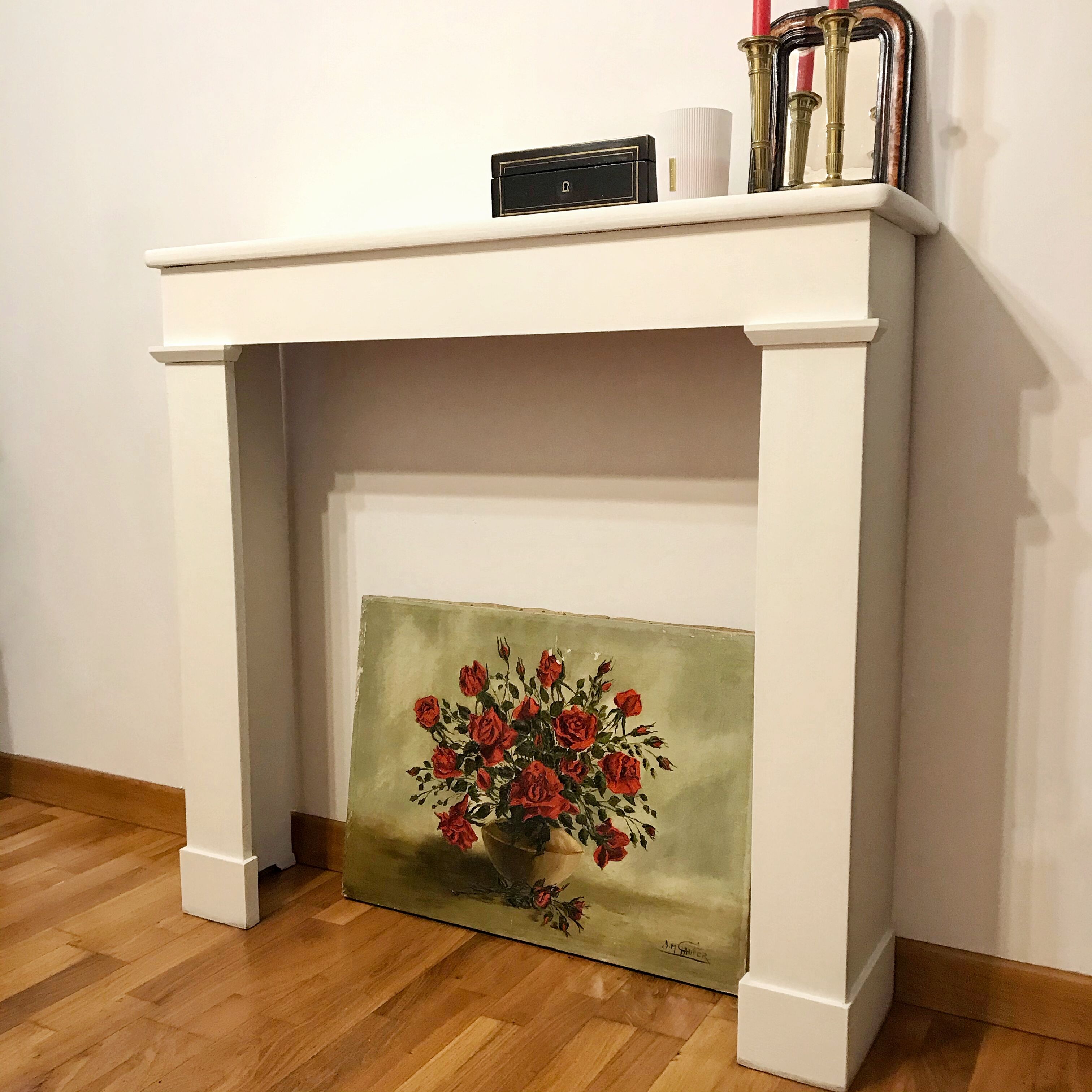 Wooden fireplace frame
