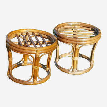 Set 2 rattan stools