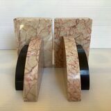 Pair of greenhouse books half moon marble art deco