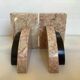 Pair of greenhouse books half moon marble art deco