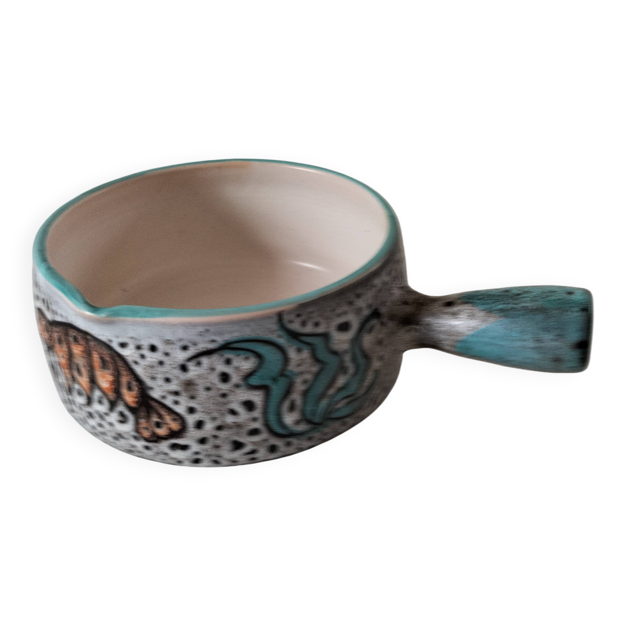 Italian ceramic dish with marine relief decoration from San Marino, 1960s-70s