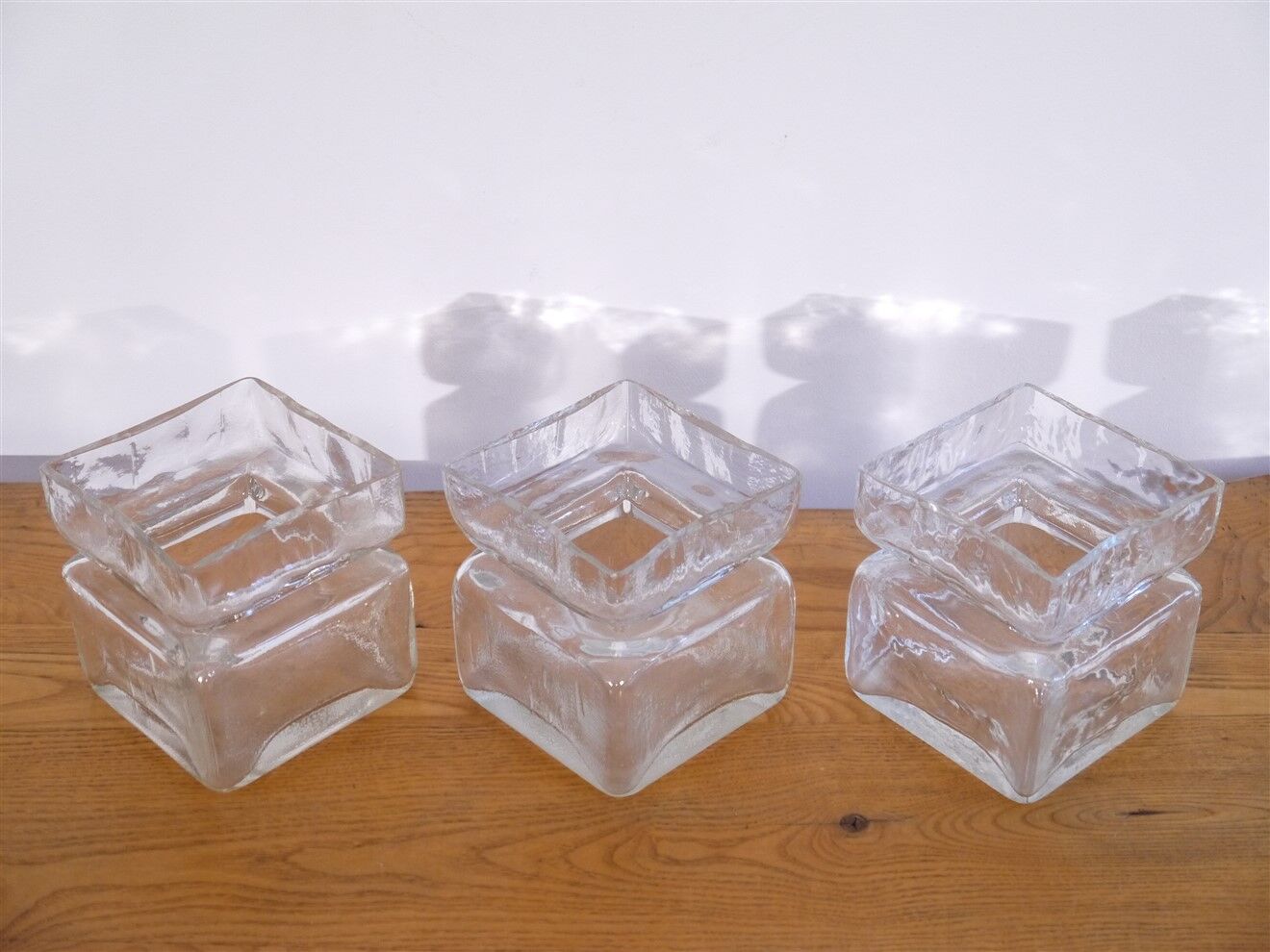 Series of 3 vintage glass vases, H Tynell 1960