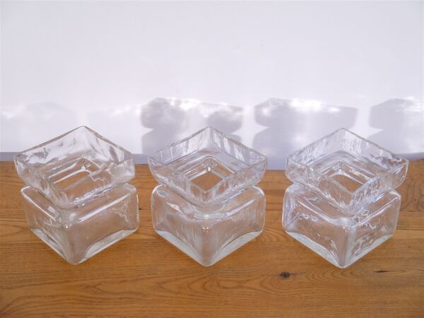 Serie de 3 vases vintage en verre, Helena Tynell 1960