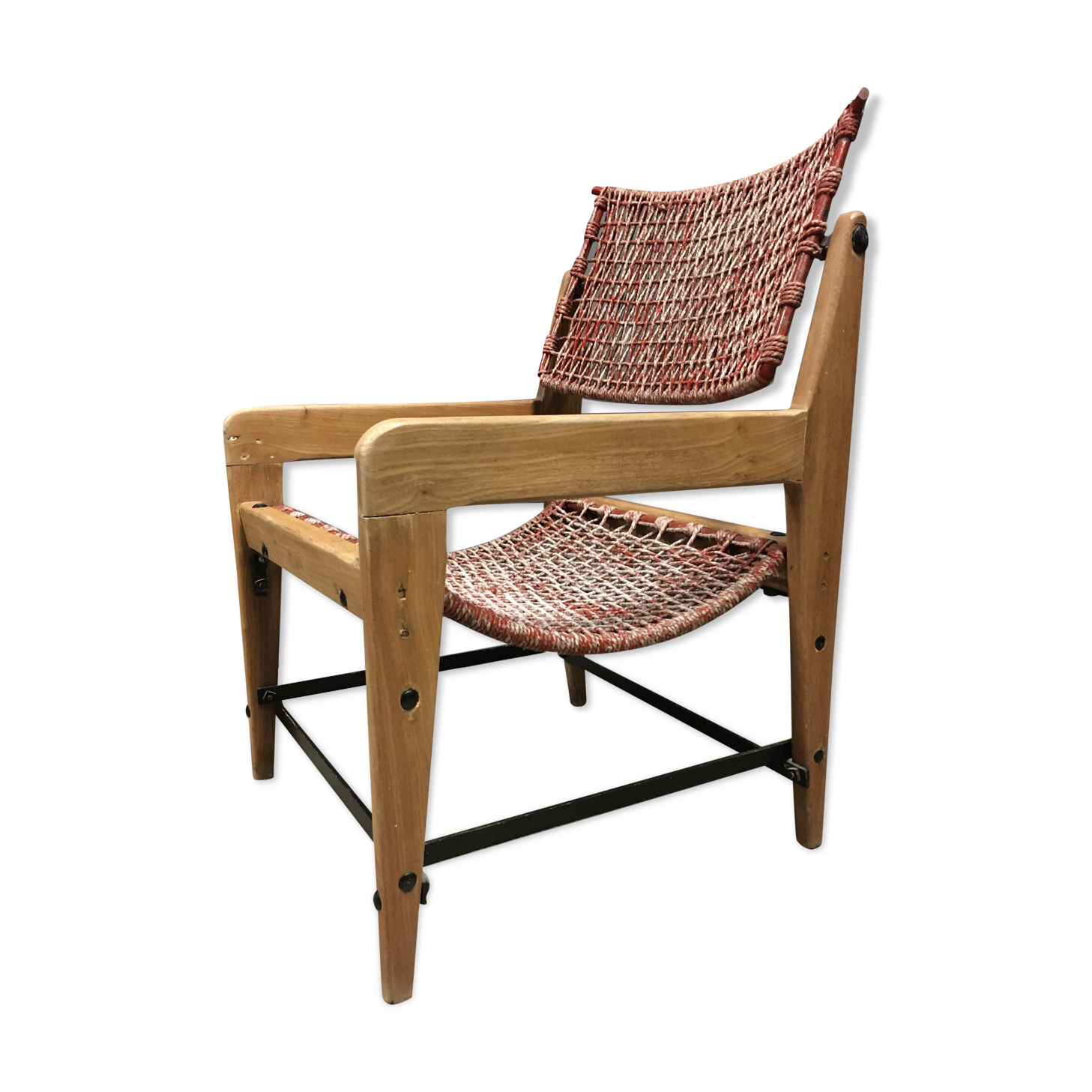 1950's very original french rope lounge chair
