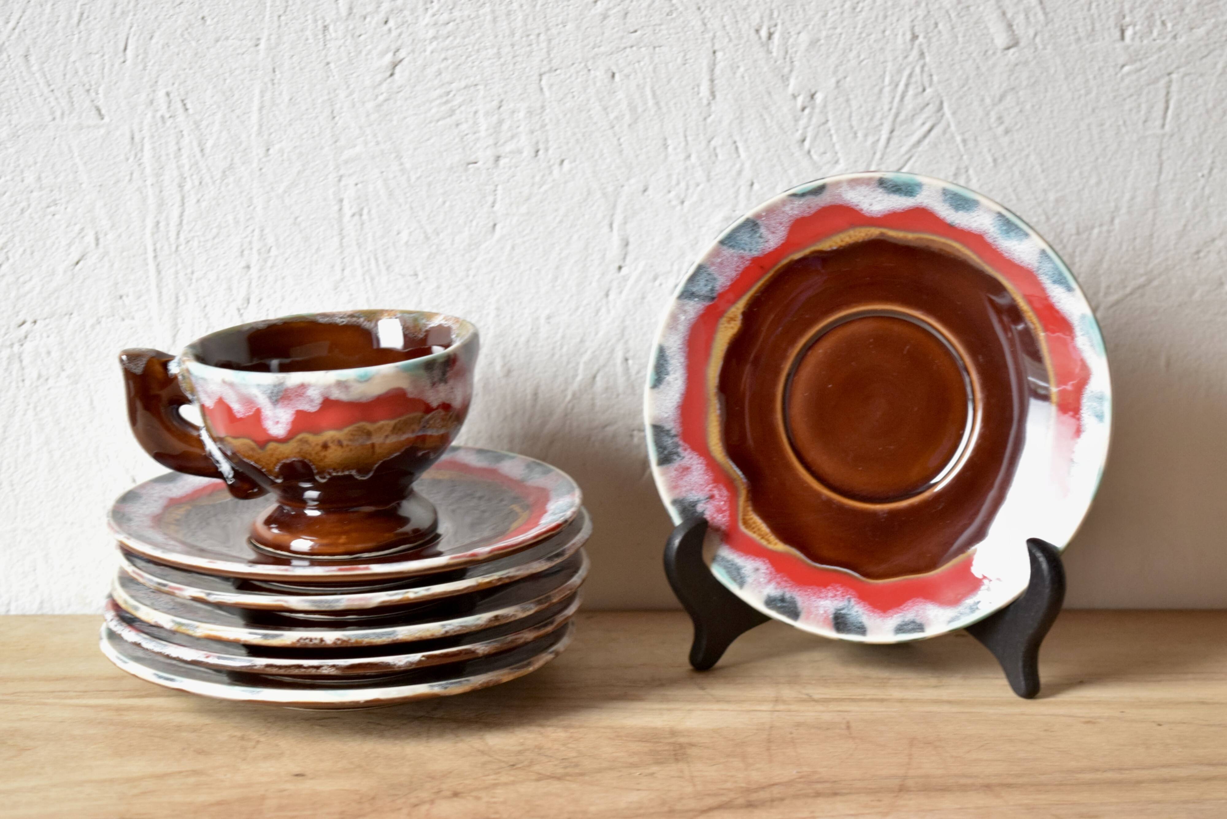 VALLAURIS - vintage coffee or tea service - signed - 15 pieces