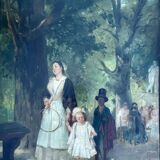 Oil on canvas The walk by Ludwig KNAUS (1829-1910)