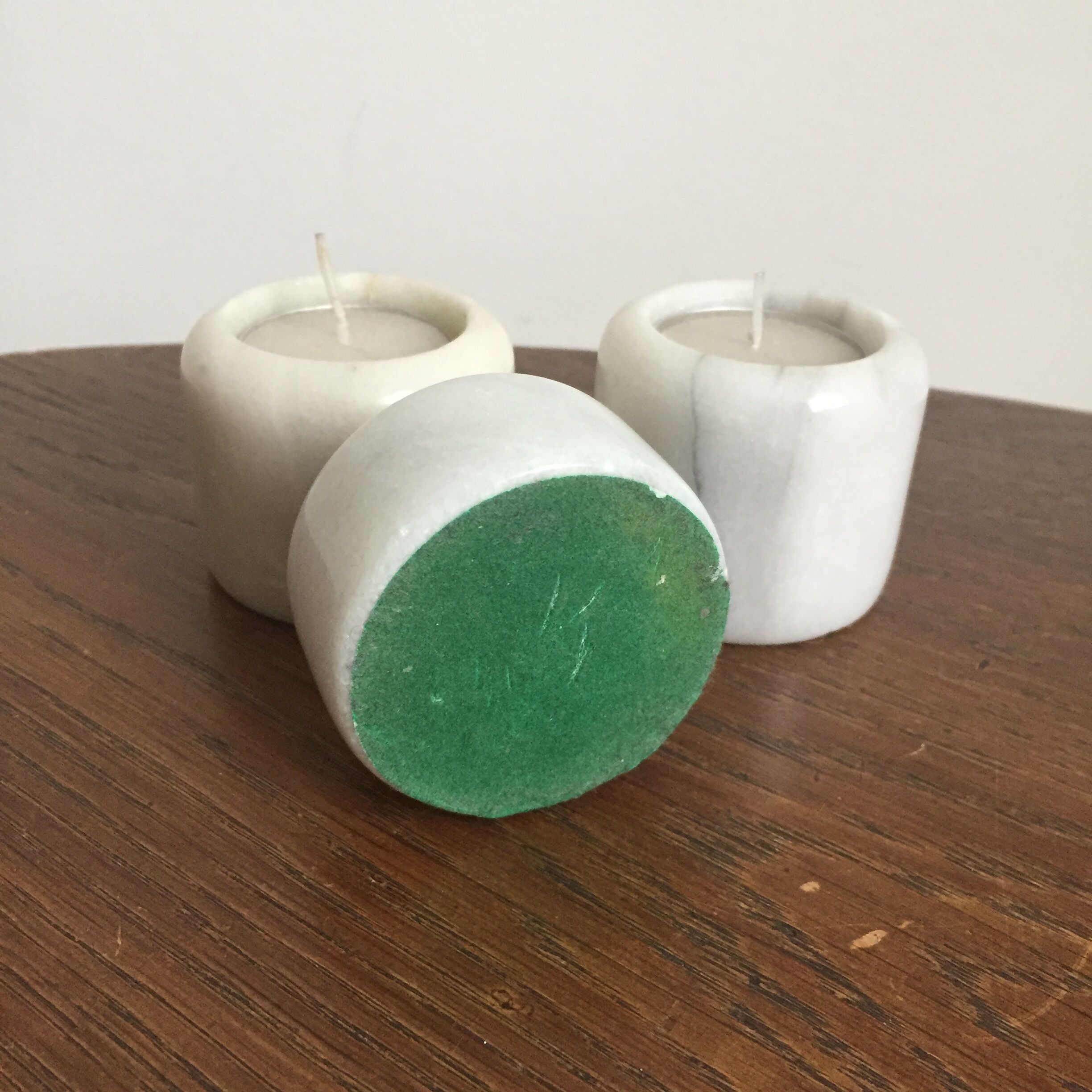 Set of three tealights marble, 1970