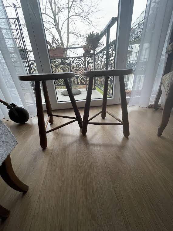 Solid oak tripod stools