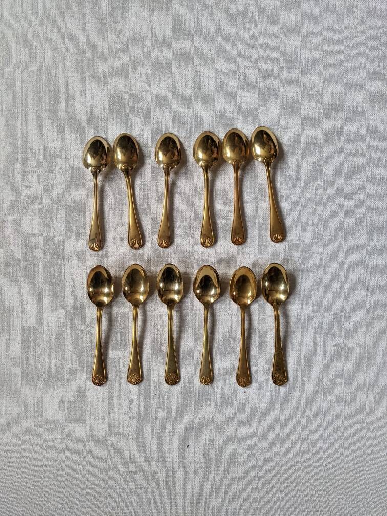 12 Vermeil Mocha Spoons