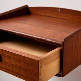 Wall mounted teak and beech bedside cabinet, Set of 2