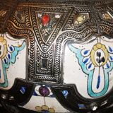 Vase potiche  en ceramique et argent orientaliste Maroc