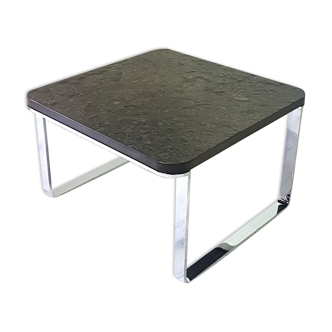 Steel and slate coffee table by Peter Draebert for Draebert, Germany 1980s