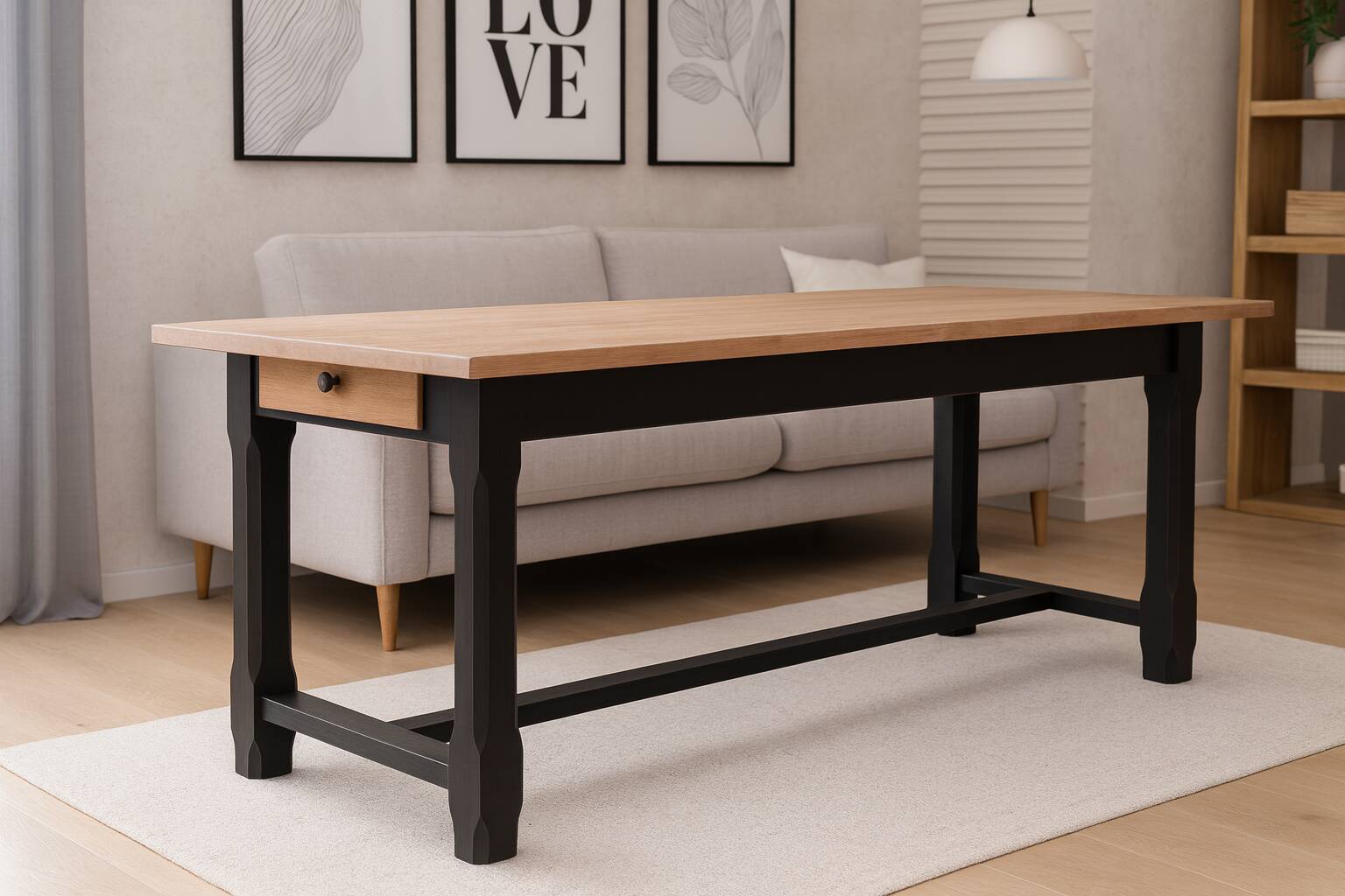 Solid oak farmhouse table