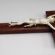 Crucifix 19th century wood brass - carved Christ