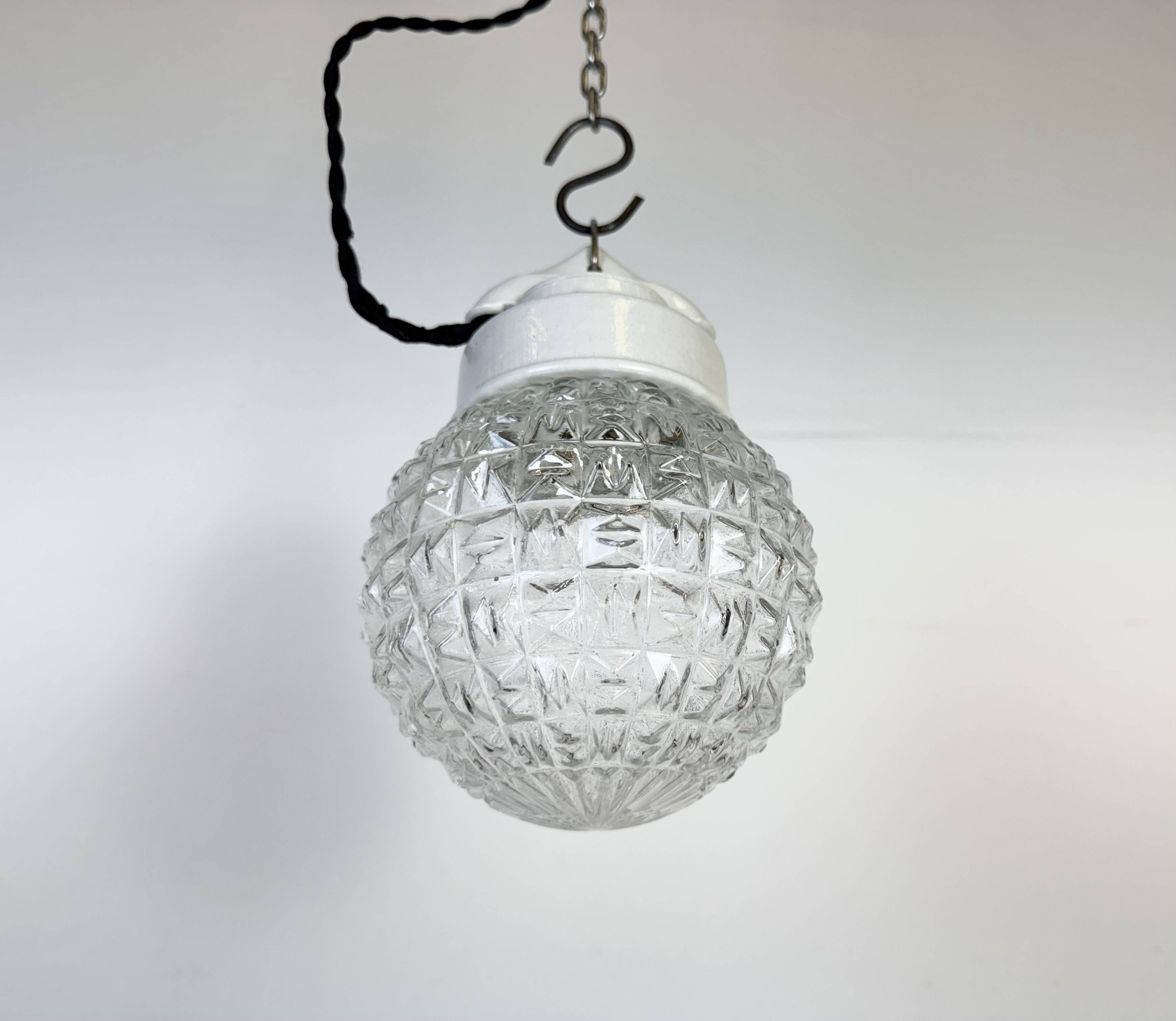 Vintage White Porcelain Pendant Light, 1970s
