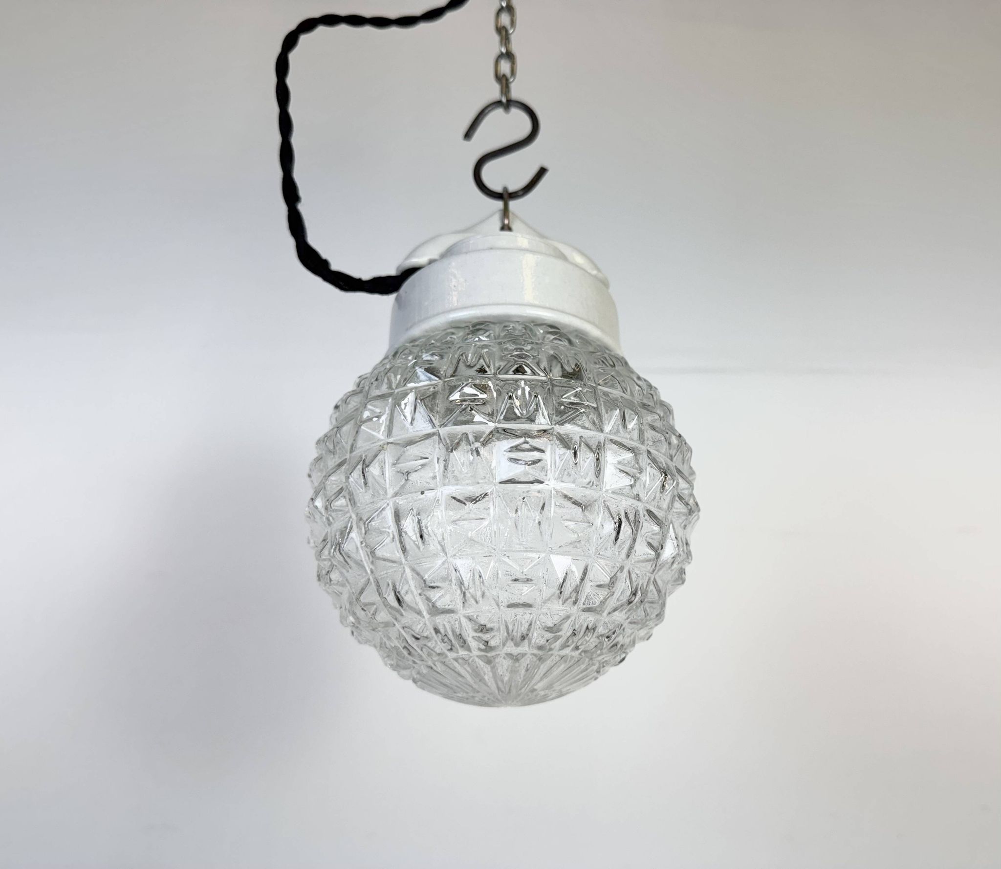 Vintage White Porcelain Pendant Light, 1970s