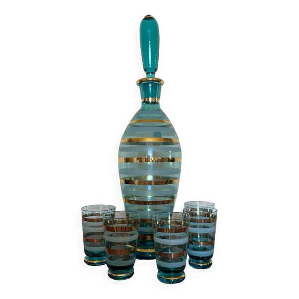 Service à liqueur verre de Bohème années 60