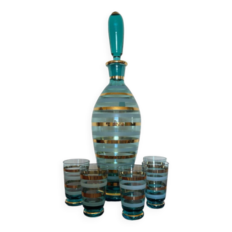 Service à liqueur verre de Bohème années 60