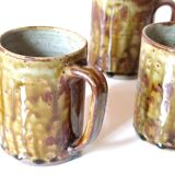 Set of 4 mugs in Migeon sandstone, La Borne, 60s