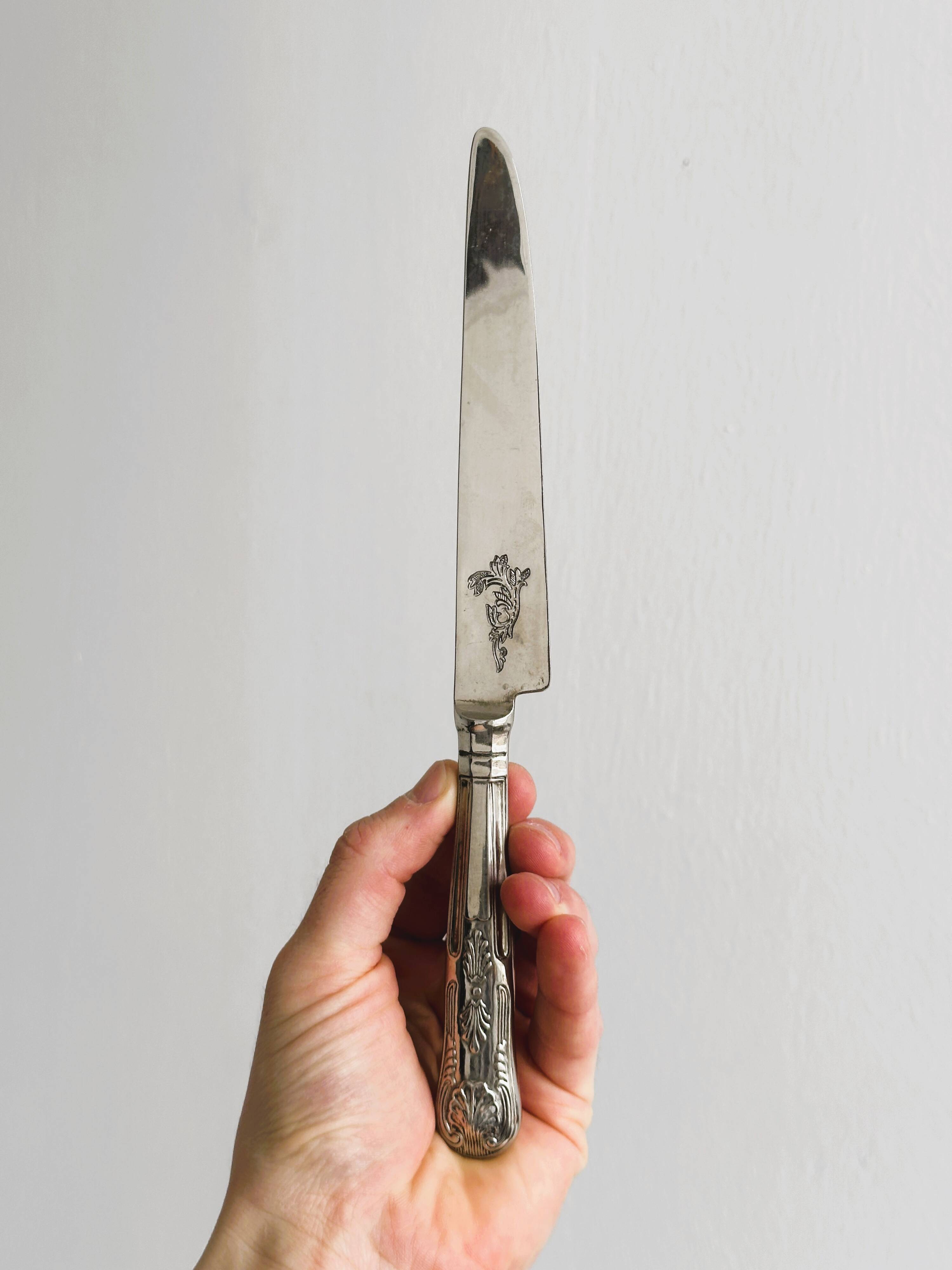 Silver metal knife