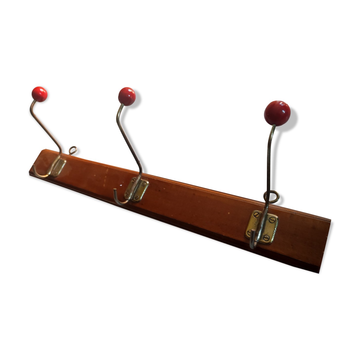 Cloakroom door wall coat steel balls wood 3 hooks