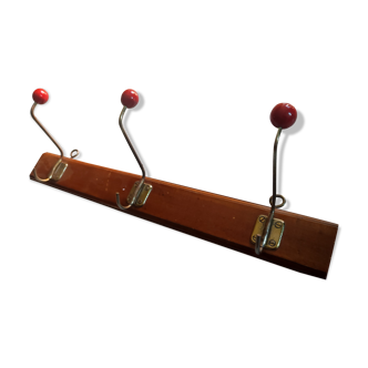 Vestiaire portemanteau mural acier boules bois 3 patères